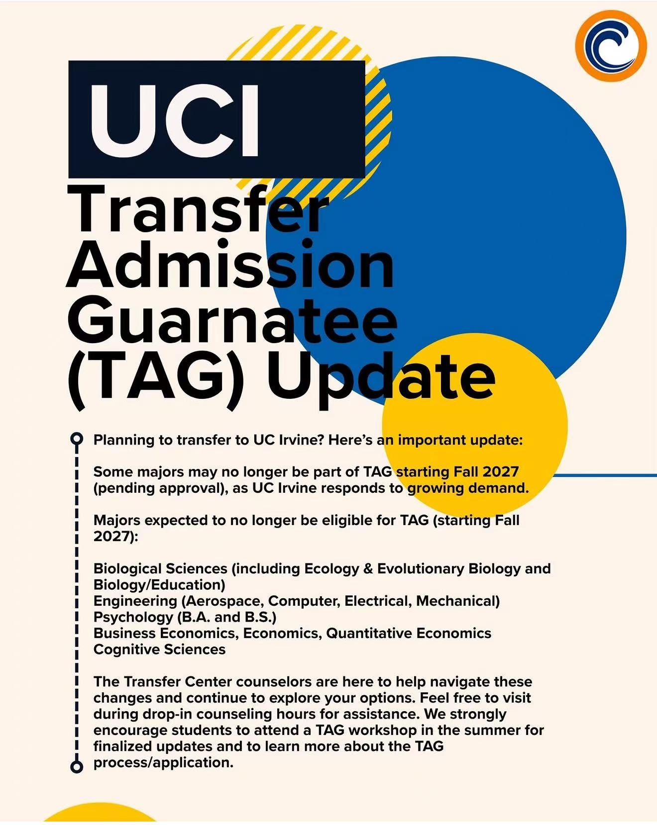 2027 申请季重大变革：UCI 多项热门专业或将取消 TAG 转学保录？